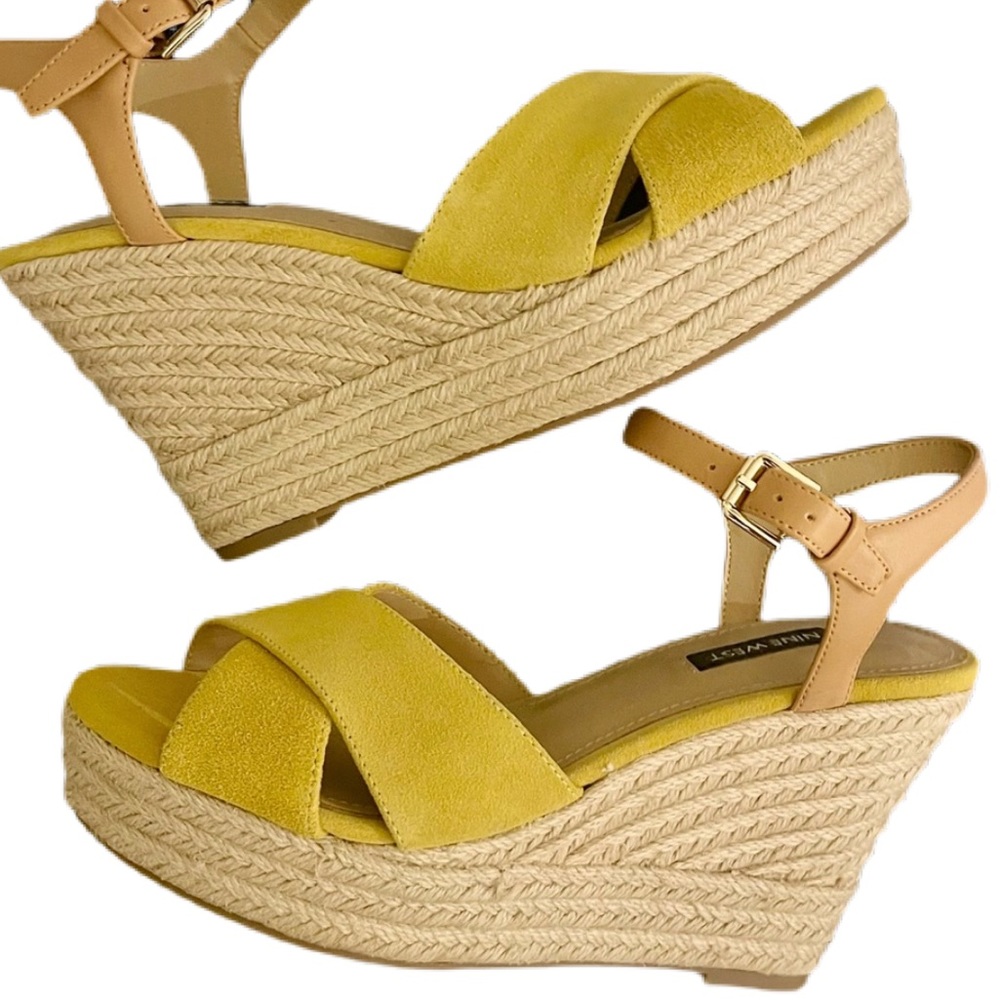 Nine West Yellow Wedges 🌻🖤👠